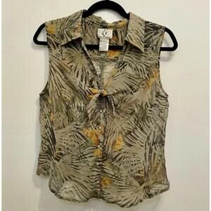 Vintage ICE Womens Top Large Silk Fairy Grunge Floral Y2K Tank 90s